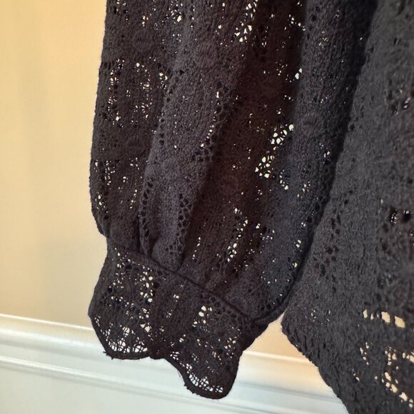 Sezane Gaya Shirt Black Guipure - Size 6 - Picture 4 of 6